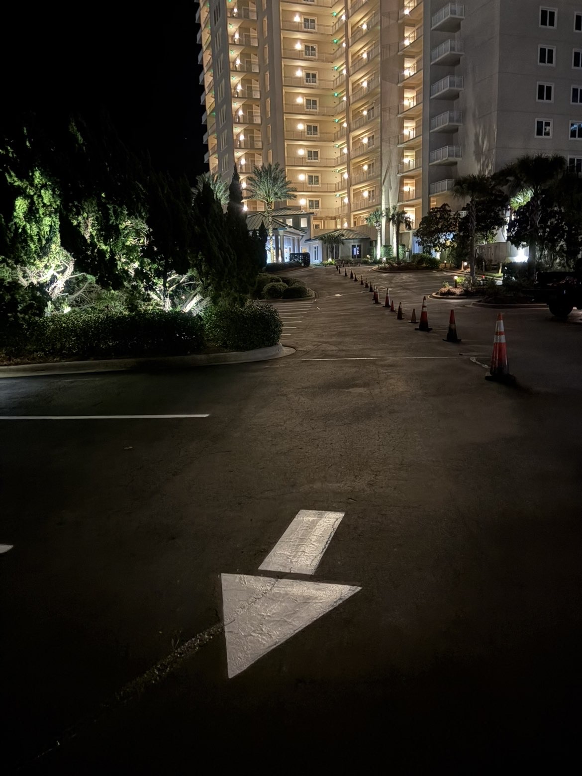 Freshly marked crosswalk and lanes