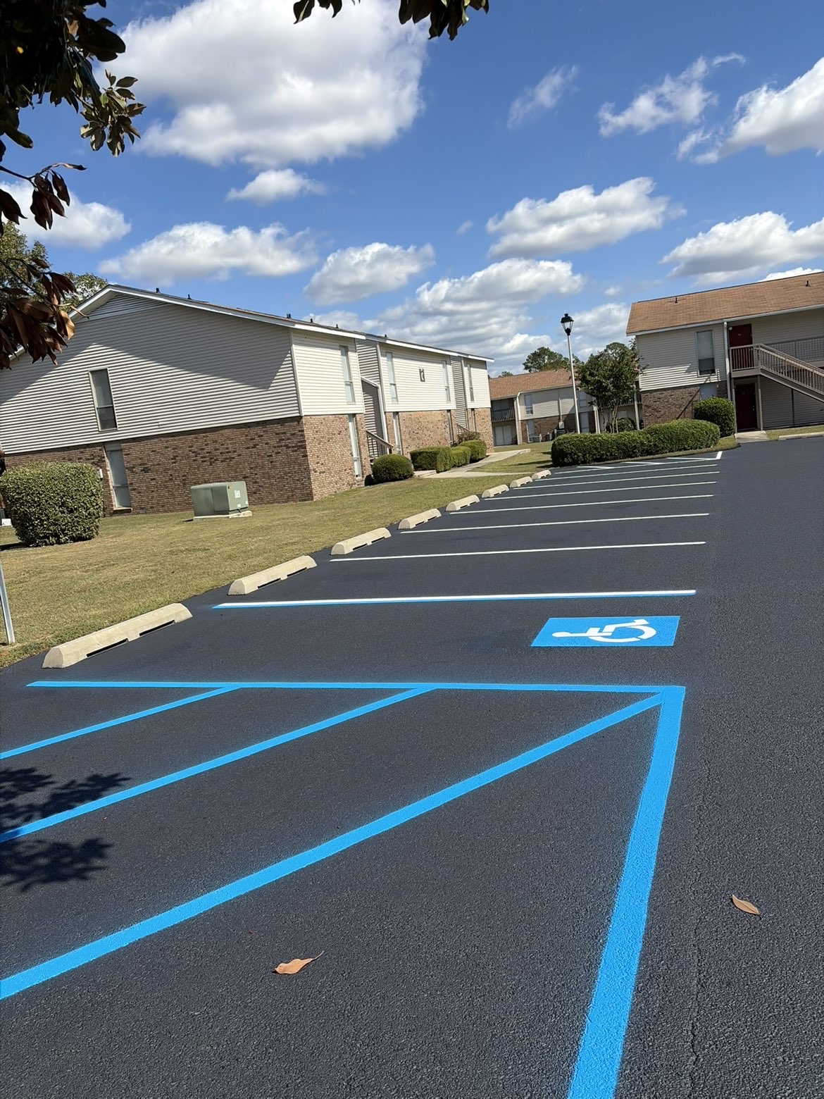 Long run of parking spaces